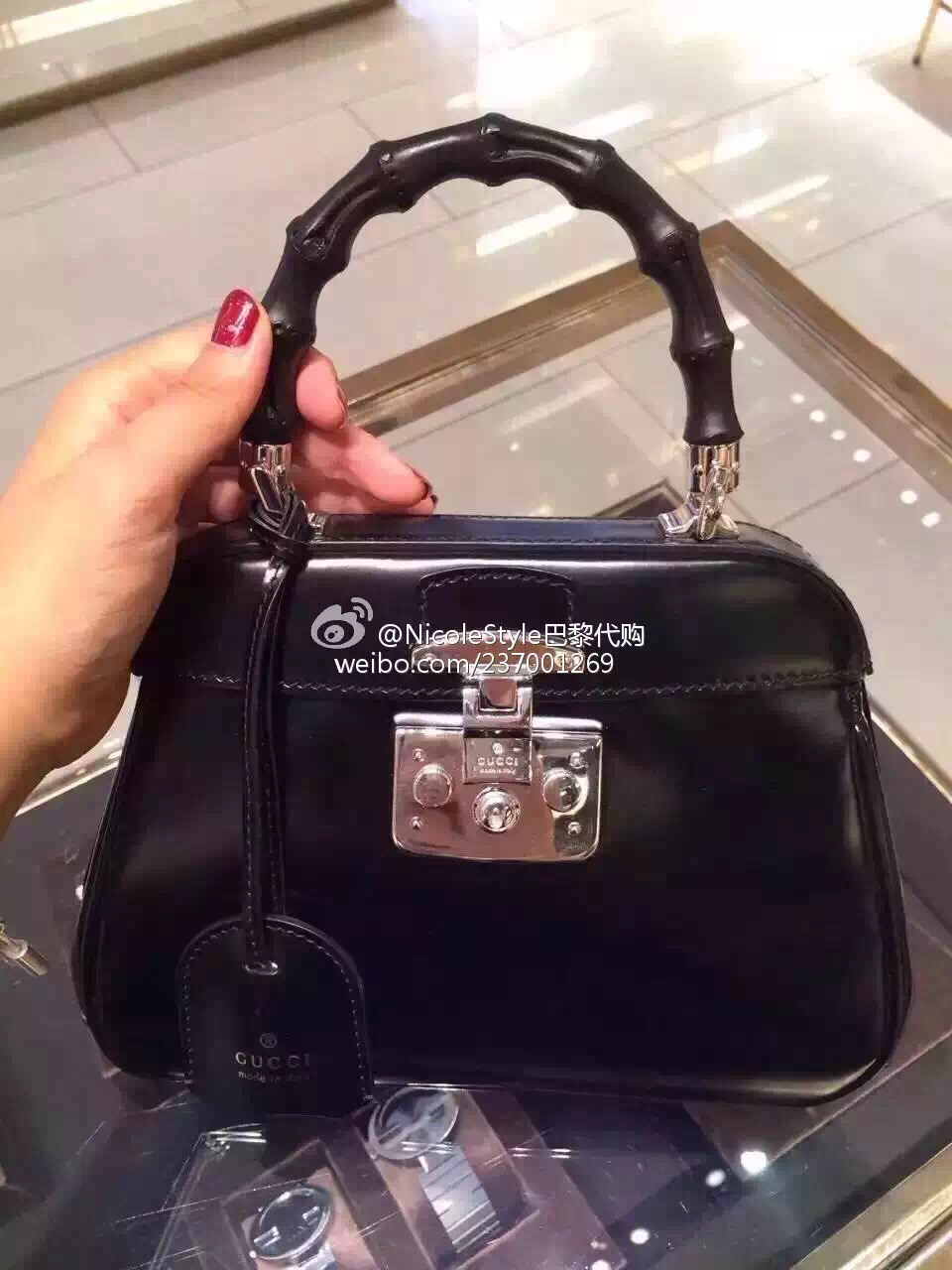 Real Gucci Lady Lock Top Handle Bag 331830 Black